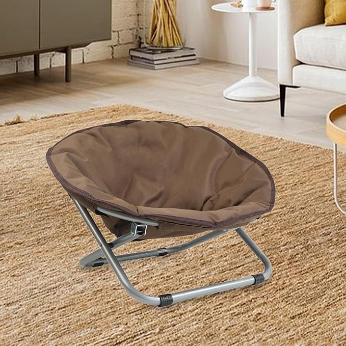Elevated Pet Bed Foldable Cozy Cot Breathable Portable Rest Sleeping Metal Frame Furniture Sofa Nesting Bed Comfortable Chair for Dogs- Coffee