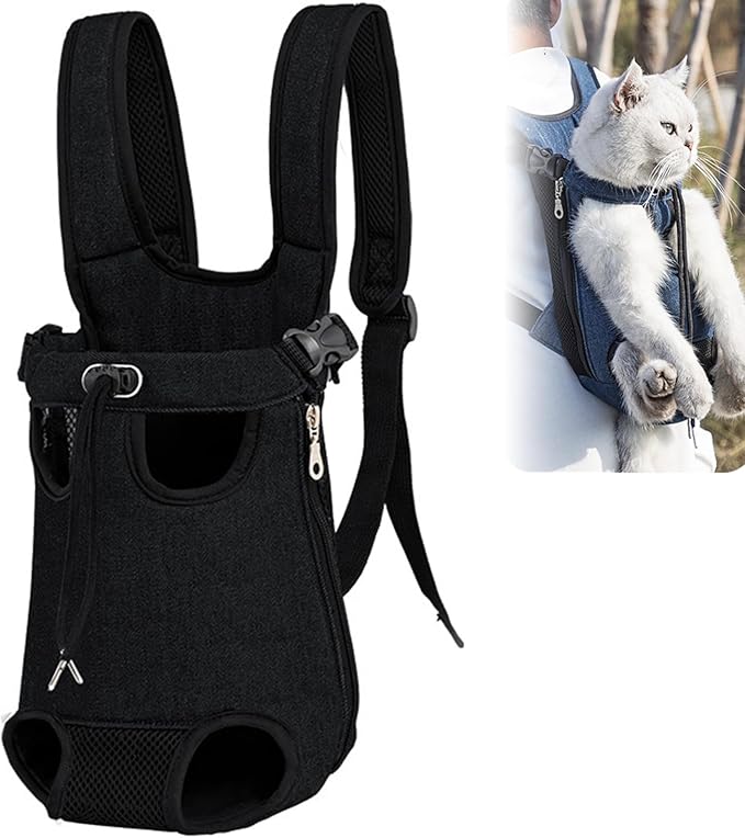 Portable Pet Carrier Backpack, Adjustable Pet Front Cat Dog Carrier Backpack Travel Bag for Small Medium Dogs Cats Puppies, Cat Backpack Carrier for Hiking Cycling (K, L)