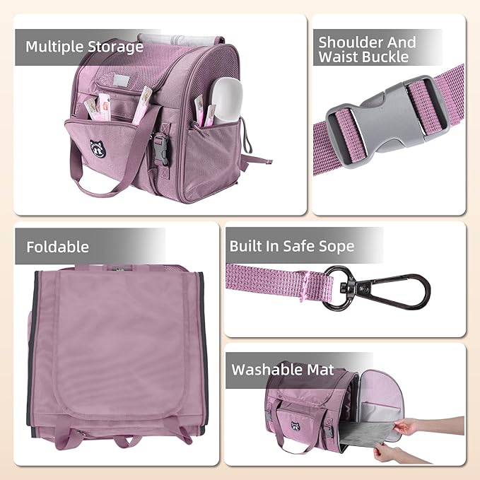 Lollimeow Expandable Cat Carrier Backpack for Large Cats - Airline Approved Pet Carrier Backpack for Small Dogs, Hiking & Travel, Waterproof with Breathable Mesh, 22lbs Capacity (Plum, Large)