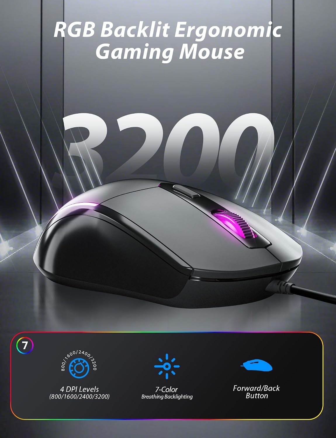 Typewriter Mechanical Gaming Keyboard and Mouse, Metal Panel Retro Keyboards with Round Keycap Blue Switch, Rainbow LED Backlit 104-Key Anti-Ghost Wired Mouse and Pad Combo for PC Laptop Mac Gamer