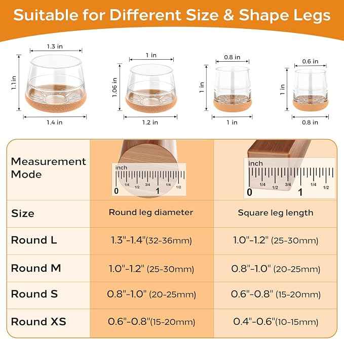24 PCS Silicone Chair Leg Floor Protectors Small Rubber Felt Furniture Pads
