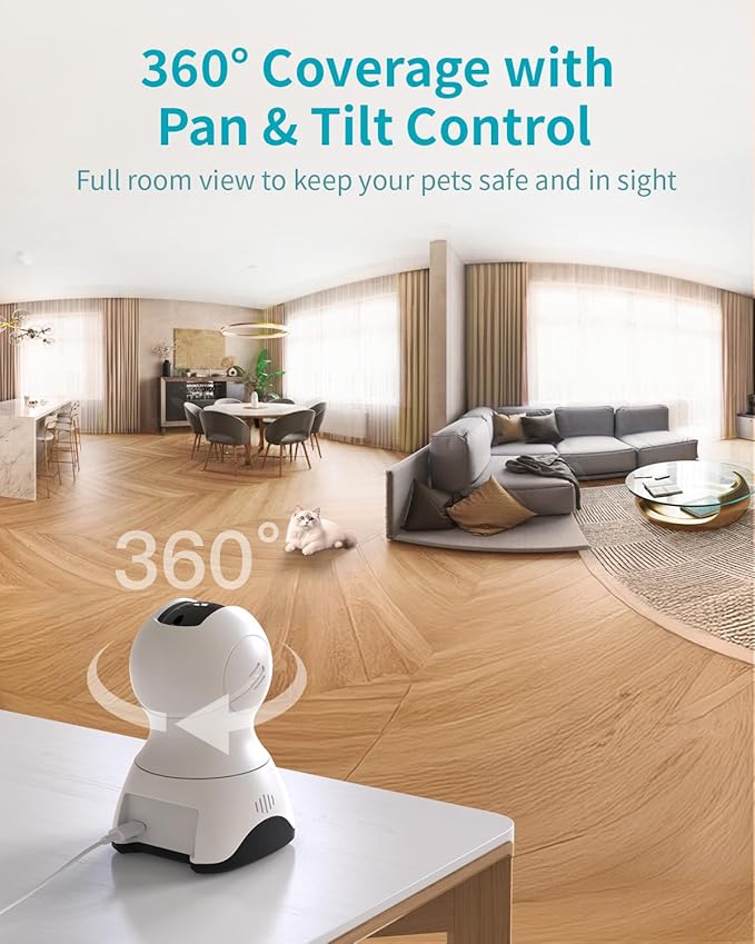 VIMTAG 8MP UHD Pan/Tilt Indoor Camera for Pet/Dog/Cat/Baby/Nanny, Security Camera for Home/Room with Phone App, 5G/2.4G WiFi, Night Vision, 2-Way Audio, Motion Tracking, AI Detection, Works w/Alexa