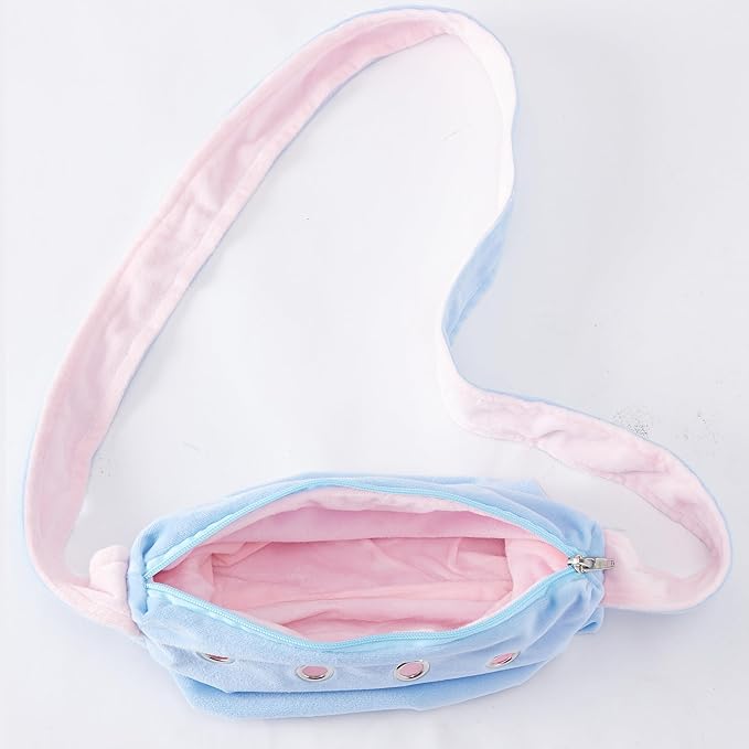 Meow&Woof Sugar Glider Bonding Pouch Small Pet Carrier Bag Sling with Strap Critter Cuddler for Gliders Ferret, Rat, Hedgehog, Hamster Outdoor-Blue