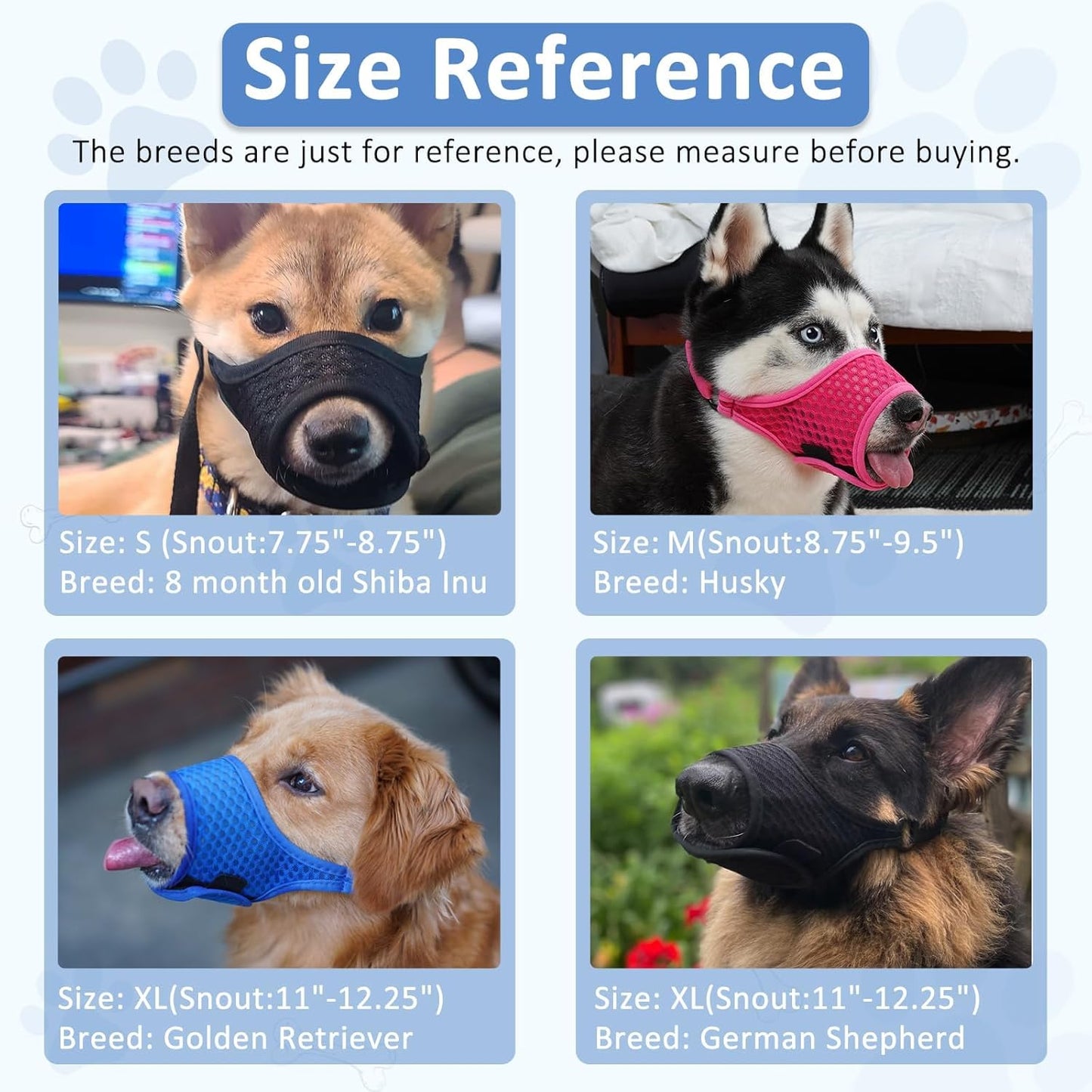 LUCKYPAW Soft Muzzle for Medium Large Sized Dogs Beagle Labrador German Shepherds, Dog Muzzle to Prevent Biting Chewing, Adjustable Breathable Mouth Guard for Grooming Walking Training(Black, XL)