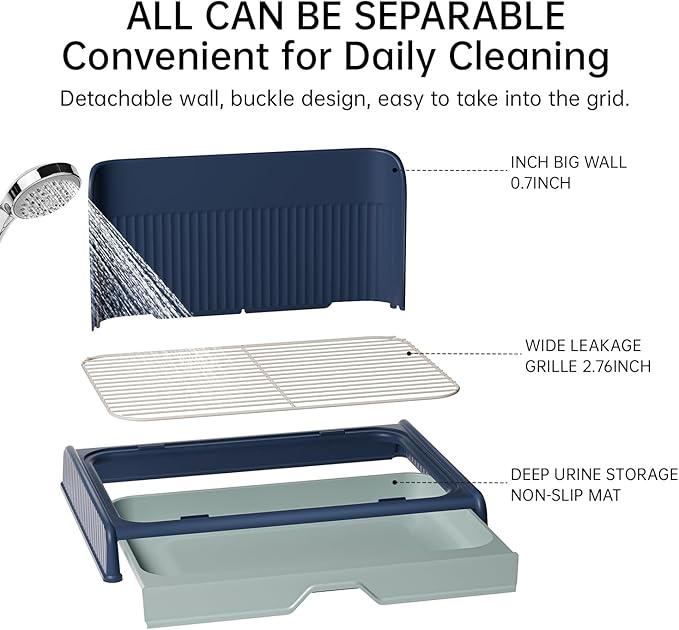 Upgrade Dog Potty Tray with High Wall,23.62"X18.5"Pee Pad Holder,Litter Box for Pet,Mesh Training Holder for Puppy and Small Size Dog,Housebreaking Supplies, Pet Products (Gray)