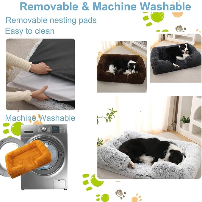 Dog Beds Large Sized dog Orthopedic, Sofa Dog Bed with Waterproof Lining and Nonskid Bottom, Rectangle Washable Dog Bed for Medium Small Dogs and Cats Comfortable ( Color : Orange , Size : 51 x 35" )