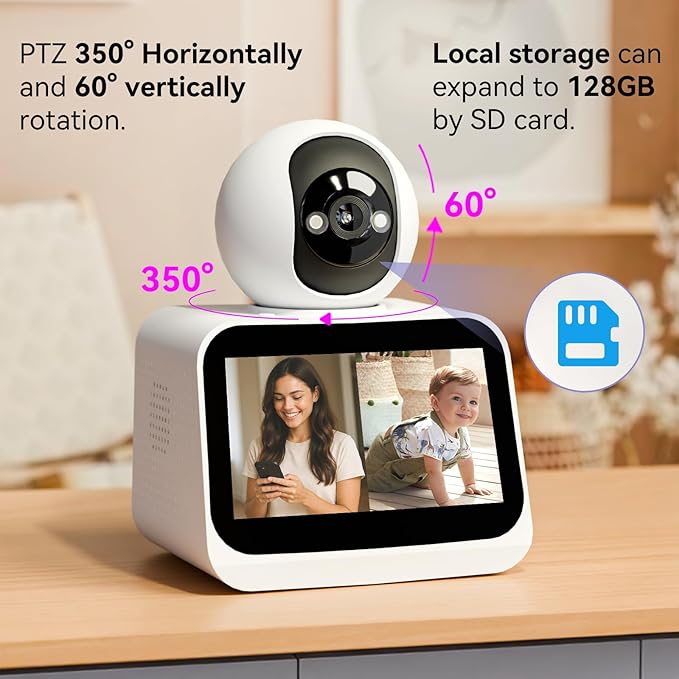 4.3" Smart Home Camera: 1080P HD Video, Two-Way Video Calling, and Motion Detection for Family & Pet Monitoring