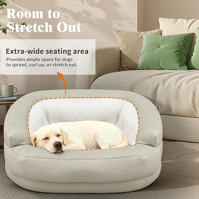 Dog Couch, Dog Sofa Bed for Medium to Large Dogs up to 60Lbs,Dogs Beds with High- Walled Deep Enclosure Design, Pet Couch with Removable Washable Cover & Non-Slip Bottom, Beige