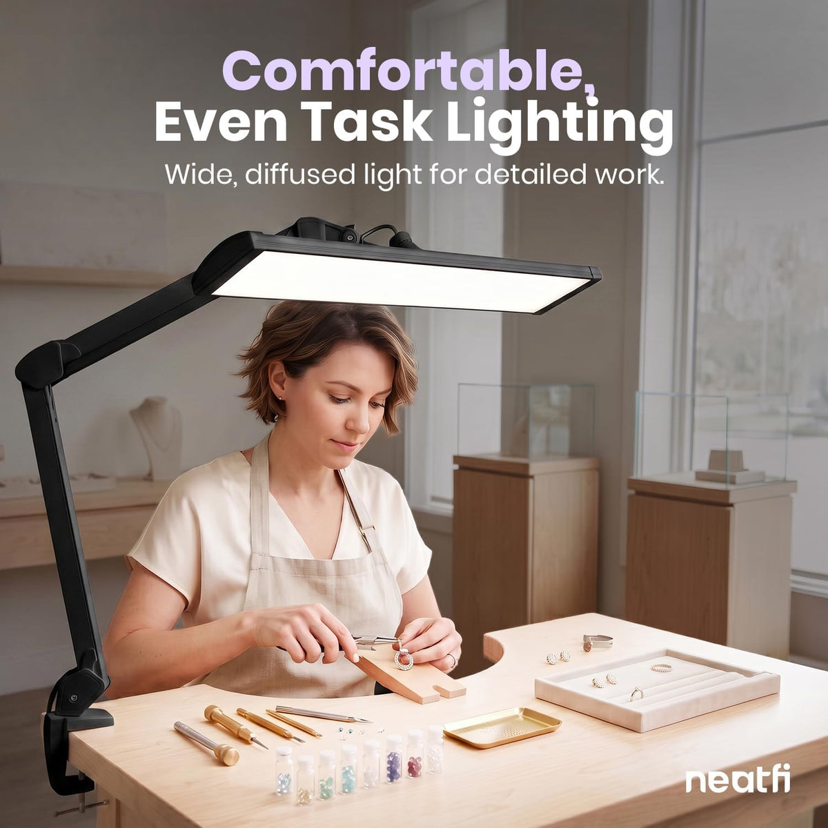 Neatfi Pro 2300LM 30W LED Desk Lamp, CRI 95, 24-Inch Head, CCT (Black-5)