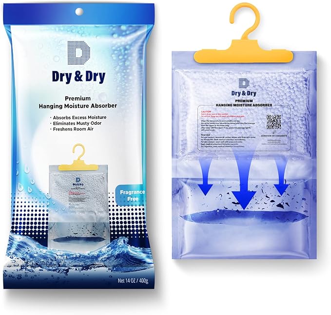 Dry & Dry 5 Packs [Net 7 Oz/Pack] Moisture Absorbers Dehumidifiers for Home Dehumidifier for Basement for Bedroom Small Dehumidifiers - Moisture Absorbers