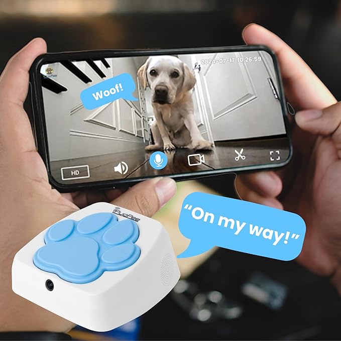 Dog Potty Training Talking Button & Service Dog Medical Alert System. Instant Notifications. 24/7 Live Camera. 2-Way Speaker. iOS & Android Compatible. No Subscription Needed.