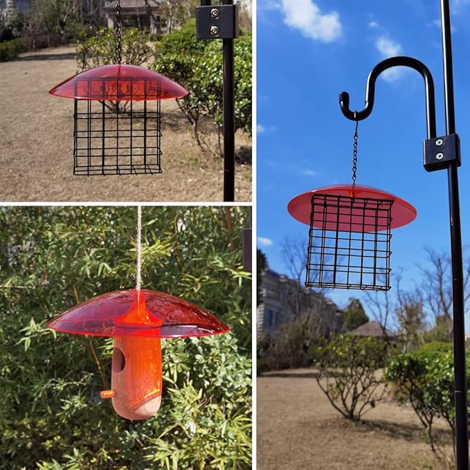 Small Rain Cover for Bird Feeder - Mini Orange Yellow 8" X 2 PC Hanging Weather Guard Protective Dome - Dia. 20CM