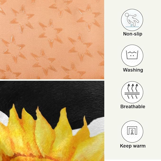 Pet Bed Milk Cow Print Sunflower Dog Bed Mat Absorbing Non Slip Pad Pet Sleeping Mat for Small, Medium, and Large Dogs Puppy Cat 36 in x 24 in