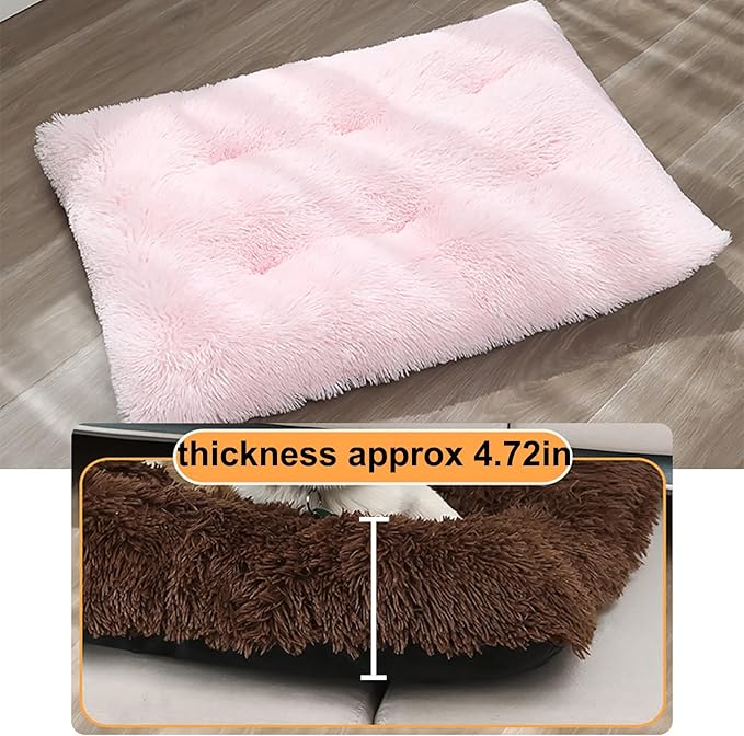 Dog Crate Mat, Dog Bed for Large Dogs, Comfy Fluffy Kennel Pad Anti-Slip for Dog beds & Furniture, Quilted Dog Bed for Pets for Medium/Small Dogs Cats (Color : Pink, Size : 48x33)