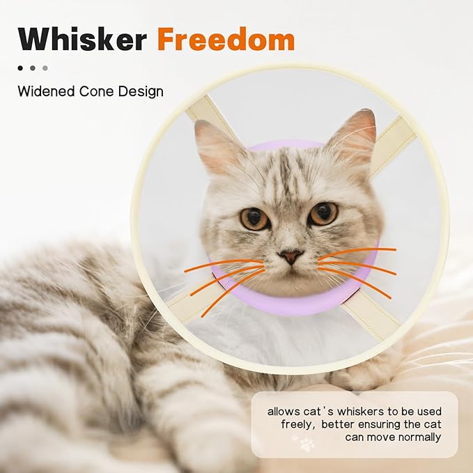 Cat Cone Collar Soft- Adjustable Comfortable Air Mesh Recovery Cone After Surgery to Stop Licking and Scratch, Alternative to Plastic Elizabethan Collar for Cat, Whiskers Freedom (Purple, S)