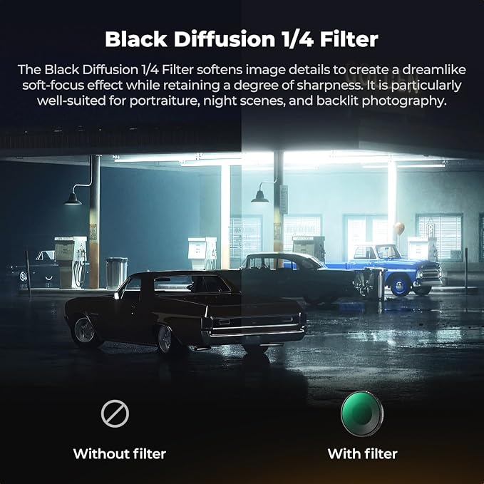K&F CONCEPT Screw On Black Diffusion 1/4 Filter Compatible