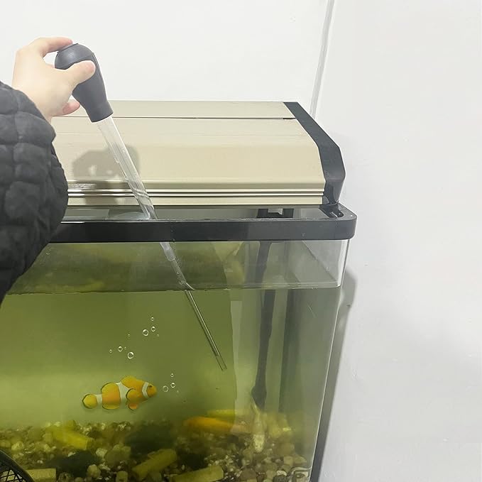 2Pcs Manual Fish Tank Cleaning Tools,30ml Aquarium Water Changer,21 Inches Multifunction Siphon Dropper for Fish Bowl Waste Remover,Aquarium Bottom Gravel Waste Clean,Coral Feeder(Black)
