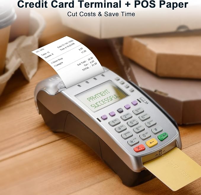 (200 Rolls) 2 1/4 x 50 Thermal Paper Rolls- Credit Card Receipt Paper - BPA-Free, Compatible with Clover Flex, Square Terminal and More