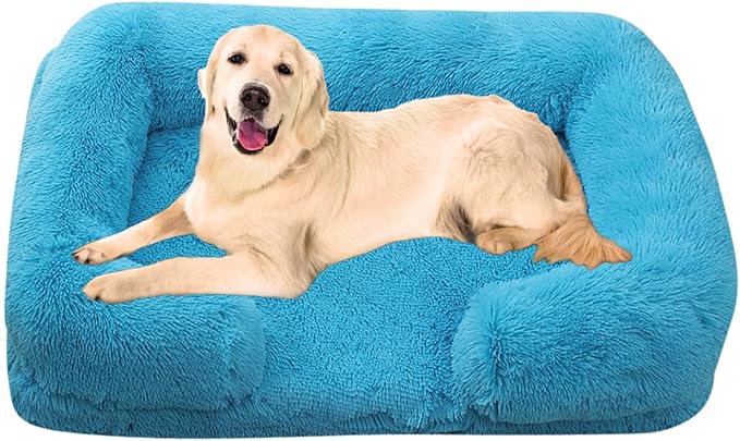 Dog Beds Large Sized dog Orthopedic, Sofa Dog Bed with Waterproof Lining and Nonskid Bottom, Rectangle Washable Dog Bed for Medium Small Dogs and Cats Comfortable ( Color : Blue , Size : 23 x 18" )