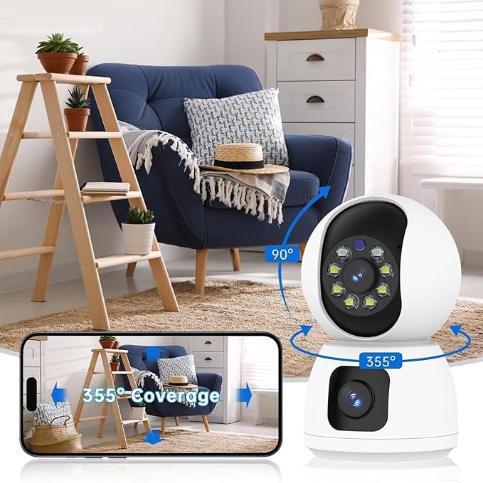 VBESTLIFE Indoor Pan Tilt Smart Security Camera, 2.4GHz WiFi 1080P HD Dog Camera, APP for O KAM Pro, for Home Security, Pet, Older