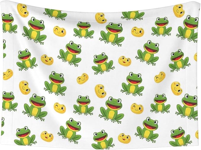 Reversible Pet Blanket for Easy Cleaning Maintenance, Frog Cartoon Cute Frogs, Double Sided Plush Dot Design Means Double Use Between Washes for Convenience