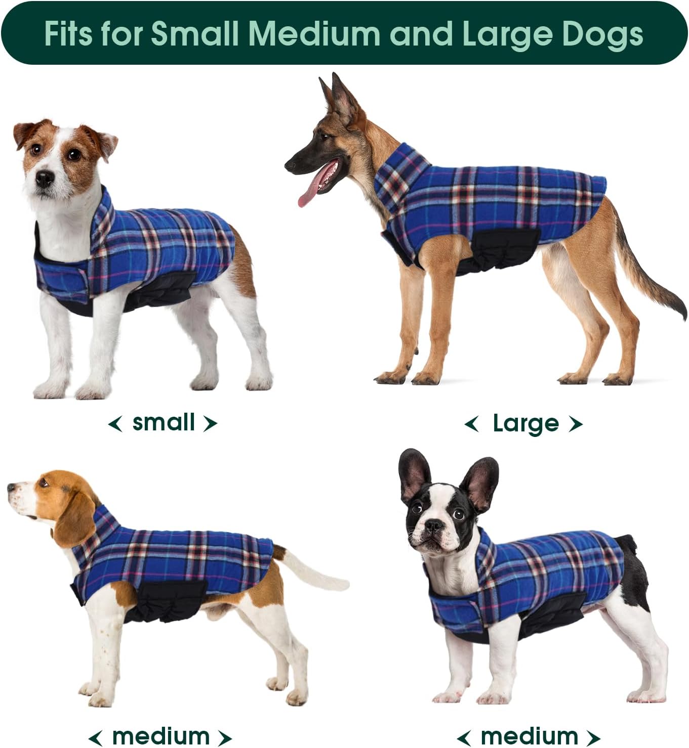 Kuoser Warm Dog Coat, Waterproof Dog Jacket for Extra Large Dogs, Adjustable Durable XXXL Doggie Winter Coat Reversible Puppy Cold Weather Apparel for Large Breed, Navy 3XL