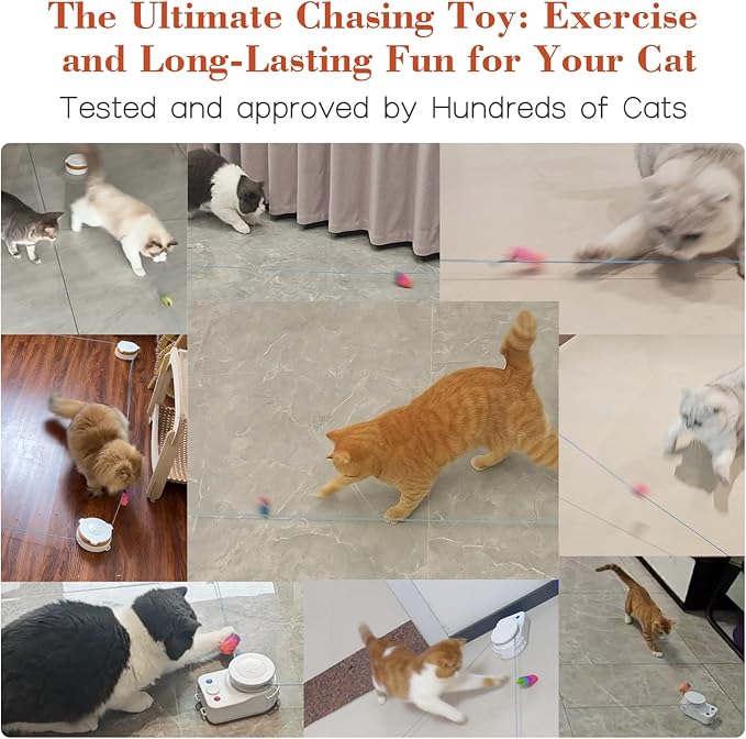 Interactive Cat Toy for Indoor Cats – Automatic Moving & Enrichment Toy for Indoor Cats/Kitten, Auto/Manual Control Cat Treadmill for Exercise & Mental Stimulation, Stimulating Chase Toys (H1K2)