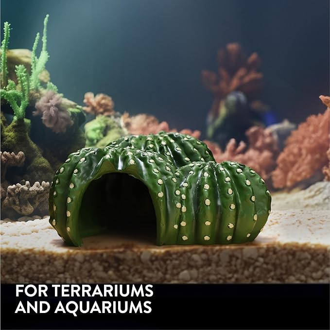 Navaris Cactus Shaped Reptile Hide Out - Reptile Accessories for Leopard Gecko, Snake, Tortoise, and More - Unique Hideout for Vivarium Decorations