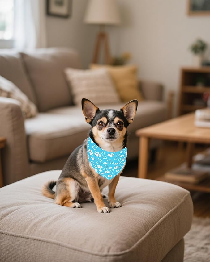 PET SHOW 50 Pack Paw Pattern Small Dog Bandanas Bulk XS Washable Puppy Girl Boy Triangle Bibs Kerchief Set Cats Scarves Pet Grooming Accessories