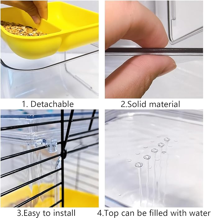 Bird Bath for Cage Bird Shower Bath Parrot Cage Feeder Cage Accessories with Parrot Water Dispenser for Budgie Parakeet Lovebird Cockatiel