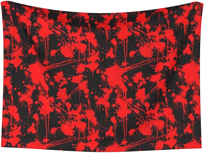 Reversible Pet Blanket for Easy Cleaning Maintenance, Classic Horror Blood Splatter Black, Double Sided Plush Dot Design Means Double Use Between Washes for Convenience