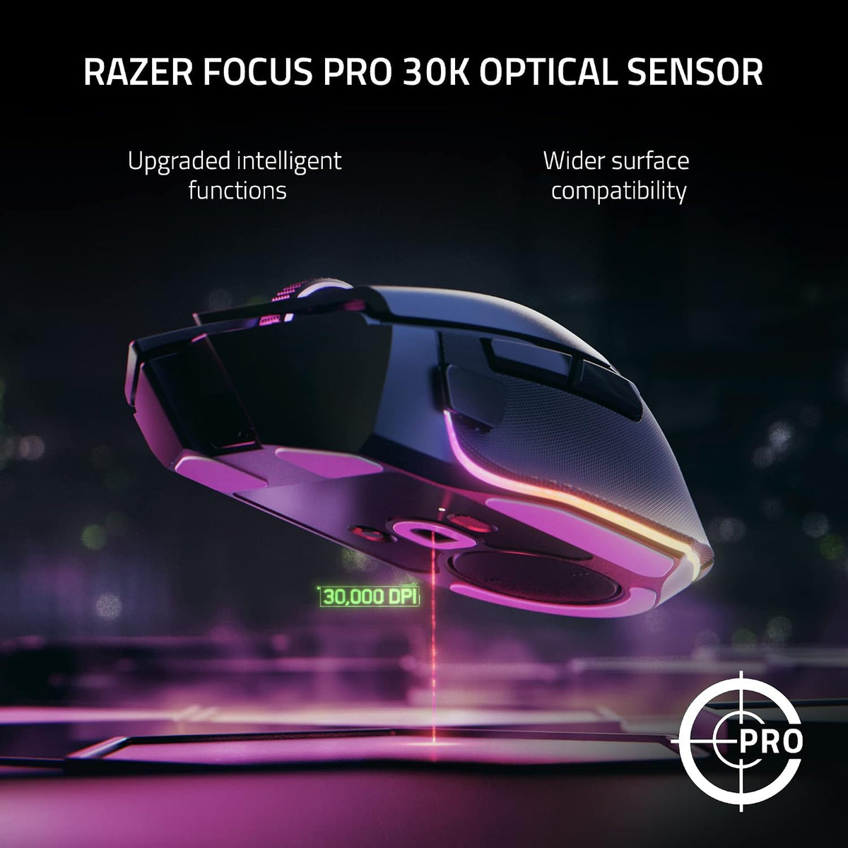 Razer Basilisk V3 Pro Customizable Wireless Gaming Mouse: Fast Optical Switches Gen-3 - HyperScroll Tilt Wheel - Chroma RGB - 11 Programmable Buttons - Focus Pro 30K Optical Sensor - White (Renewed)