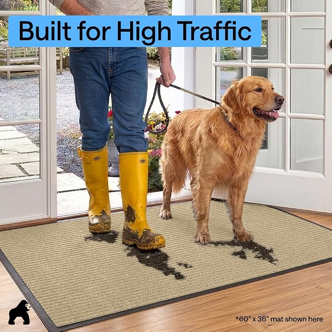 GORILLA GRIP Waterproof Traffic Guard Door Mat, Heavy Duty Entryway Mats