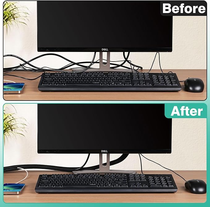 Dog and Cat Cord Protector 25ft - 3/8inch, Flexible Cable Sleeve for Easy Cord Management, Protects Cables from Pets Chewing, Ideal for USB, Power, Audio and Video Cords - Black
