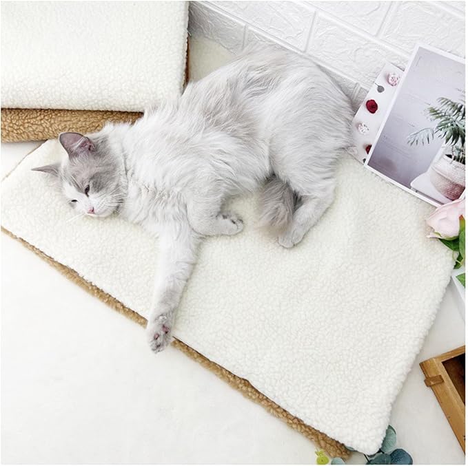 Dog Bed Pad Soft Comfortable Faux Lamb Wool Pet Sleeping Mat Durable Pet Bed Mat for Indoor Use Gift for Dogs Cats Small Medium Large Pets (White)