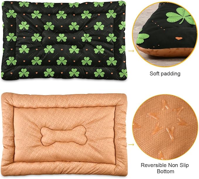 Heart Shamrock Pet Bed Cute Dog Bed Mat Absorbing Non Slip Pad Pet Sleeping Mat for Small, Medium, and Large Dogs Puppy Cat 24 in x 18 in