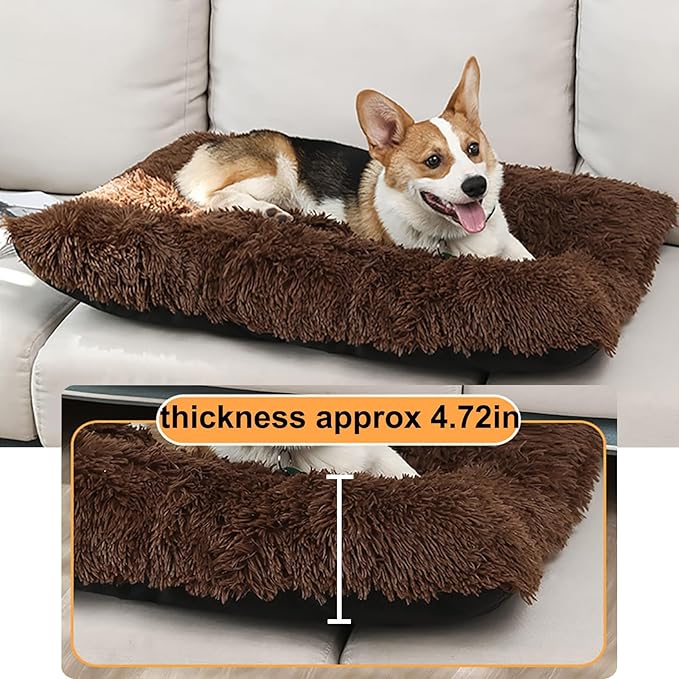Dog Crate Mat, Dog Bed for Large Dogs, Comfy Fluffy Kennel Pad Anti-Slip for Dog beds & Furniture, Quilted Dog Bed for Pets for Medium/Small Dogs Cats (Color : Coffee, Size : 48x33)