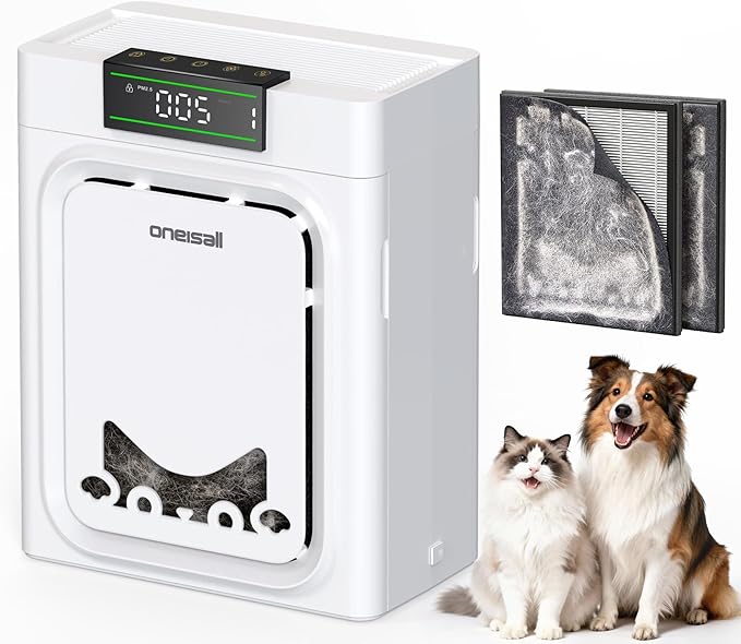 oneisall Air Purifiers for Home Pets with Double-Sided HEPA Washable Filters,Large Room Up To 2200Ft²,Air Purifier for Pet Hairs,Dander Odor Allergies Pollutant Smoke Dust,PP02