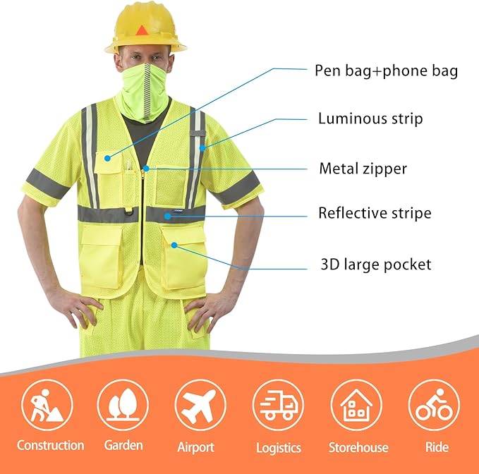 A-SAFETY High Visibility Reflective Safety Vest Customize Logo (XS-8XL)