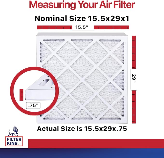 Filter King 15.5x29x1 Air Filter | 4-PACK | MERV 11 HVAC Pleated A/C Furnace