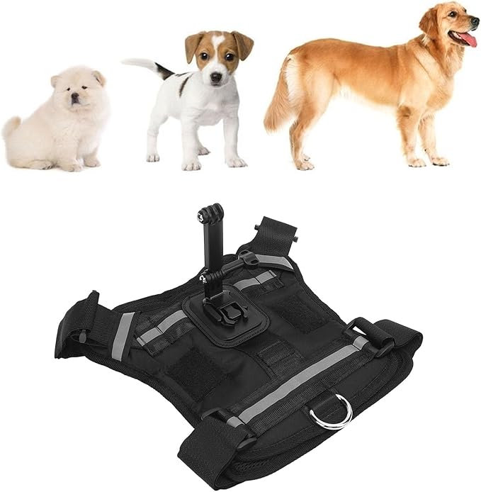 Action Camera Dog Harness Mount, Nylon Pet Harness Vest with Adjustable Straps, Chest & Back Fixation for Large Medium Small Dogs 835kg, Compatibility for Recording