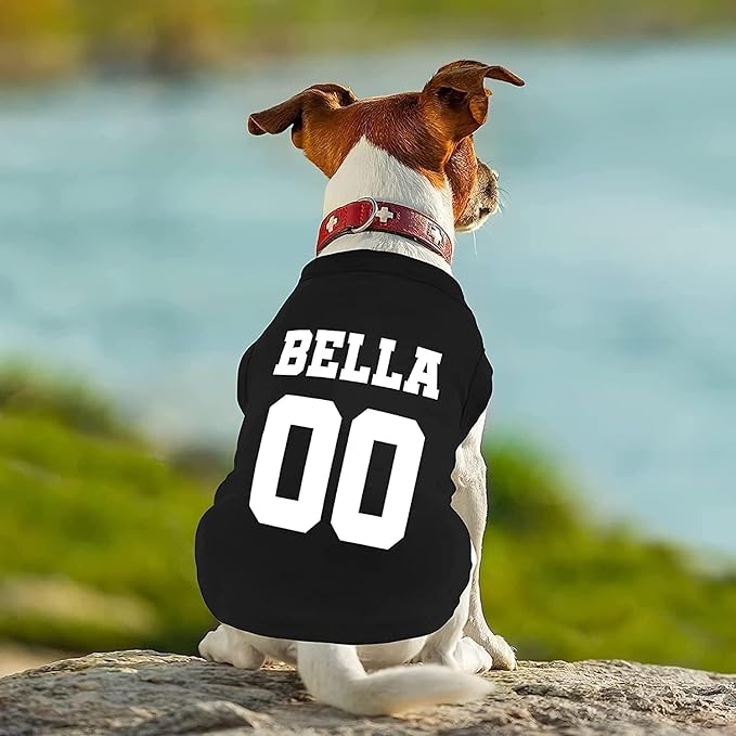 Customized Dog Jersey Shirt, Breathable Doggy Football Tee, Lightweight Sleeveless Vest Pet Clothes Personalized Pet Shirt Custom with Name/Text/Photo/Logo（Custom Dog Jersey）