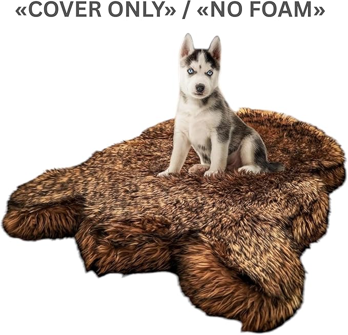 IHAPPYDOG Replacement Dog Bed Cover, Machine Washable (Brown, Medium 40x25)