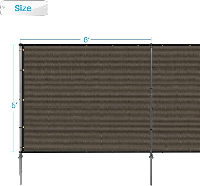 Patio 6' x 50' Outdoor Privacy Screen Freestanding Temporary Fence Panels Net Cover with Metal Poles for Outside Backyard Pool Garden Air Conditioner Fencing, Brown