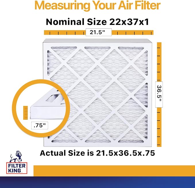 Filter King 22x37x1 Air Filter | 6-PACK | MERV 13 HVAC Pleated A/C Furnace