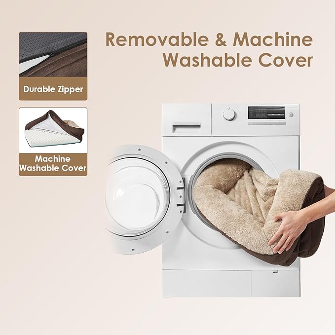 EHEYCIGA Orthopedic Dog Bed for Large Sized Dog, 36x27x7 Inch Large Memory Foam Dog Couch Bed with Sides, Waterproof Liner & Washable Removable Cover, Bolster Pet Sofa, Brown