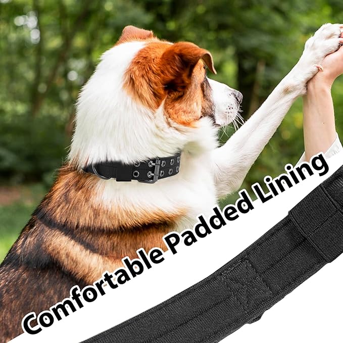 Tactical Dog Collar Military Adjustable Dog Collars Soft Nylon Training Collar with Patch Heavy Duty Metal Buckle Collars for Medium Large Dogs (Violet, XL)