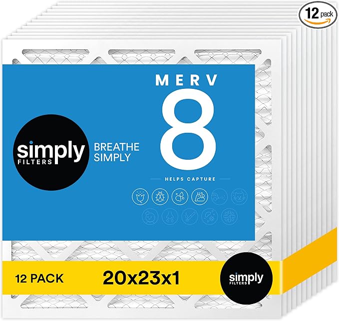 Simply 20x23x1 Air Filter, Merv 8, 12 Pack,