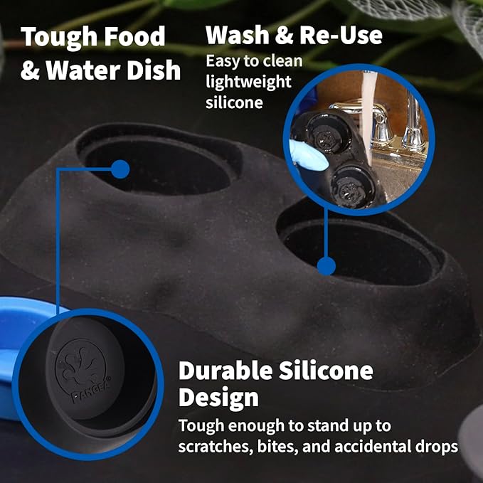 Pangea Ultimate Eco Dish, Crested Gecko Food and Water Bowl for Terrestrial Lizards, Durable Silicone Feeding Accessory for Reptile Terrariums 3.125in x 5.5in (Grey Marble)