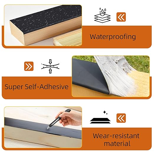 Joist Tape for Decking 4 Inch x 50 Feet 4 Pack, Weatherproof Butyl Sealant Deck Joist Tape，Protects The Top of The Joist, Beam, and Wood